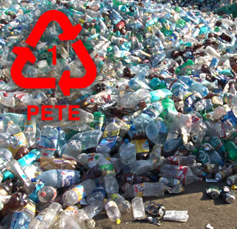 Plastic bottles at a landfill